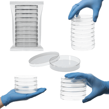 Nikcorp Petrijevke s prezračevalnim pokrovom, 90 x 15 mm, prozorne, za laboratorijsko uporabo in gojenje mikrobov, plastične, 10 kosov