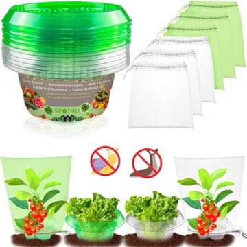 Nikcorp Komplet za zaščito rastlin pred polži 12x ovratnik 24cm in 12x vrečka | Mehanska pregrada za vrt brez kemikalij