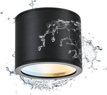 Nikcorp Stropni LED reflektor 9W GX53 IP44 črn z izbiro 3 barv svetlobe za kopalnico in notranje prostore nadometna montaža