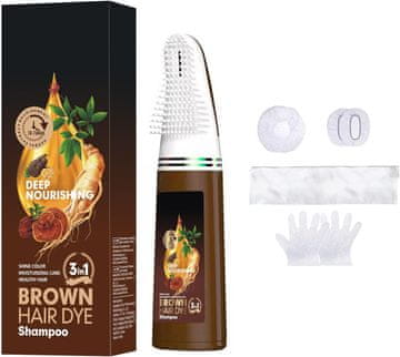 Nikcorp Šampon za barvanje las in brade rjav 200 ml | Hitro prekrivanje sivih las z aplikatorjem v obliki glavnika za enostaven nanos