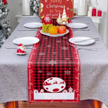 shumee Tekalec za božični prt, odporen proti madežem, 33 x 230, rdeč