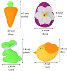 Nikcorp Velikonočni okraski iz filca, 5 kosov | Viseči okraski zajček, korenček, pirh in ptica za velikonočno drevo in dekoracijo
