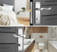 Nikcorp Komplet 10 parov kljuk za notranja vrata, poliran krom, z zaklepanjem na palec, univerzalne za leva in desna vrata