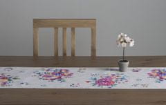 Nikcorp Namizni tekač 50x150 cm iz 100% bombaža z ročno poslikanim cvetličnim vzorcem vrta vrtnic, pralen v stroju