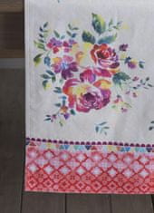 Nikcorp Namizni tekač 50x150 cm iz 100% bombaža z ročno poslikanim cvetličnim vzorcem vrta vrtnic, pralen v stroju