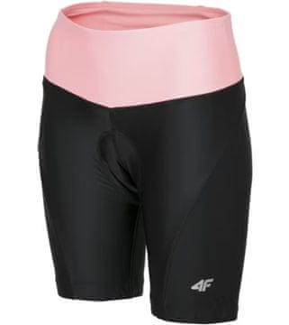 Nikcorp Ženske kolesarske hlače s podlogo za udobno vožnjo, ergonomski kroj, črno-roza barva, velikost XS