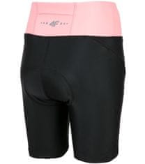 Nikcorp Ženske kolesarske hlače s podlogo za udobno vožnjo, ergonomski kroj, črno-roza barva, velikost XS