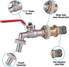 Nikcorp Medeninasta pipa za IBC kontejner 1/2 cole z vgrajenim filtrom in priključkom za vrtno cev, odporna na zmrzal