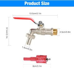 Nikcorp Medeninasta pipa za IBC kontejner 1/2 cole z vgrajenim filtrom in priključkom za vrtno cev, odporna na zmrzal