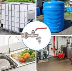 Nikcorp Medeninasta pipa za IBC kontejner 1/2 cole z vgrajenim filtrom in priključkom za vrtno cev, odporna na zmrzal