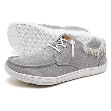 Nikcorp Lahki platneni tekaški copati za tek po brezpotjih s širokim prstnim delom in protizdrsnim podplatom, sivi, velikost 41 EU