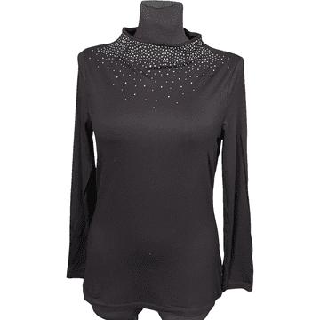 Nikcorp Ženski topel oprijet golf puli z dolgimi rokavi | Udoben in eleganten pulover za jesen in pomlad | Črn | Velikost M