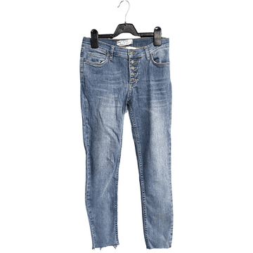 Nikcorp Ženske modre oprijete hlače iz bombaža za vsak dan, udobne in elegantne, klasičen kroj, velikost 26