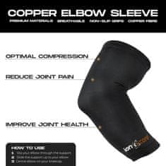 Nikcorp Kompresijski rokav za komolec z bakrom za lajšanje bolečin in regeneracijo, opornica za teniški komolec, črn, velikost M