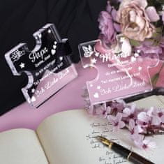 Nikcorp Gravirana akrilna dekoracija sestavljanka z napisom | Darilo za mamo za materinski dan, rojstni dan | Prozorna 8,5x7 cm