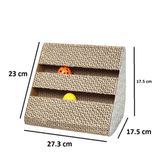 Nikcorp Trikotni praskalnik za mačke iz kartona z žogico | Interaktivna igrača za brušenje krempljev in igro | 27.3x17.5 cm