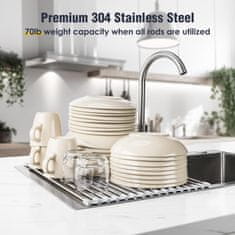 shumee Zložljivo odcejalno stojalo s toplotno odpornimi silikonskimi robovi, nosilnost do 32 kg