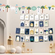Nikcorp Komplet okraskov za Ramadan Mubarak, girlanda in koledar, barvita dekoracija za dom, pisarno ali mošejo, 12 cm