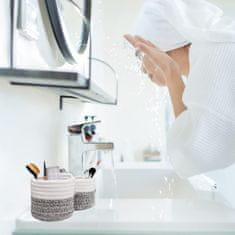 Nikcorp Organizator za pisalno mizo 2 kosa, ročno tkana bombažna košara za shranjevanje pisal in pripomočkov, bela siva