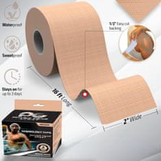 Nikcorp Kineziološki trak 5m x 5cm bež barve | Vodoodporen športni trak za mišice in sklepe, primeren za fizioterapijo in šport