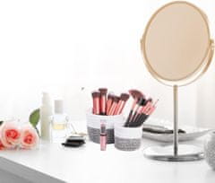 Nikcorp Organizator za pisalno mizo 2 kosa, ročno tkana bombažna košara za shranjevanje pisal in pripomočkov, bela siva