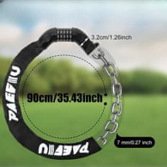 Nikcorp Verižna ključavnica za kolo in motor 90 cm | 7 mm debela veriga s 5-mestno številčnico in najlonsko zaščito