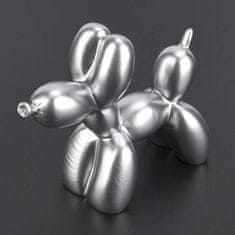 Nikcorp Dekorativna figurica balonski pes iz smole, srebrna, 9 cm | Okras za dom, pisarno ali torto | Sodoben namizni okras