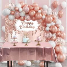 Nikcorp Komplet za rojstni dan rožnato zlati | Foto ozadje 150x90cm in prt 137x270cm | Dekoracija za zabavo in fotografiranje