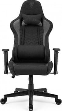 SENSE7 Gaming stol Spellcaster, črno-siv, tekstilno oblazinjenje, 2D nasloni za roke