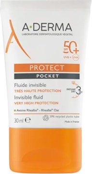 A-Derma Fluid za zaščito pred soncem SPF 50 Protect Pocket (Vey High Protection Invisible Fluid) 30 ml