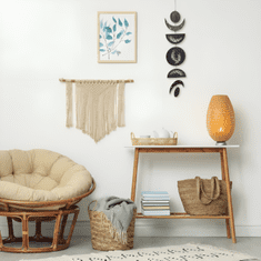 Nikcorp Viseča lesena girlanda Faze lune, stenski okras v boho stilu, dekoracija za spalnico in dnevno sobo, črna, 78 cm