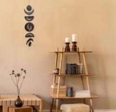 Nikcorp Viseča lesena girlanda Faze lune, stenski okras v boho stilu, dekoracija za spalnico in dnevno sobo, črna, 78 cm