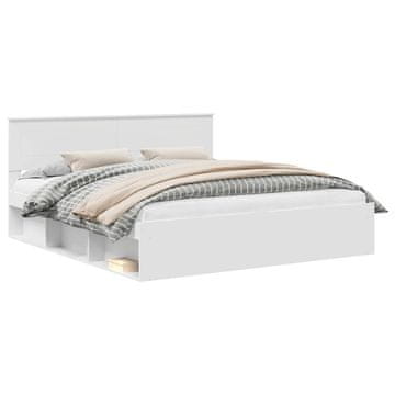 Vidaxl Konstrukcija postelje Bela 200 x 200 cm Konstruiran les