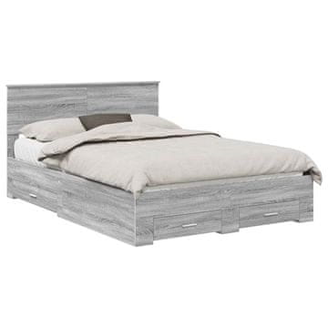 Vidaxl Konstrukcija postelje Siva Sonoma 160 x 200 cm Konstruiran les