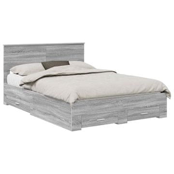 Vidaxl Konstrukcija postelje Siva Sonoma 140 x 200 cm Konstruiran les