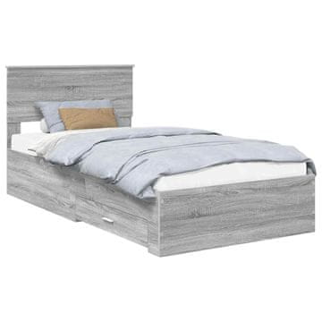 Vidaxl Konstrukcija postelje Siva Sonoma 100 x 200 cm Konstruiran les