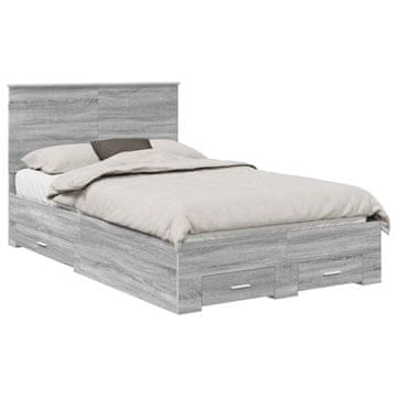 Vidaxl Konstrukcija postelje Siva Sonoma 120 x 190 cm Konstruiran les