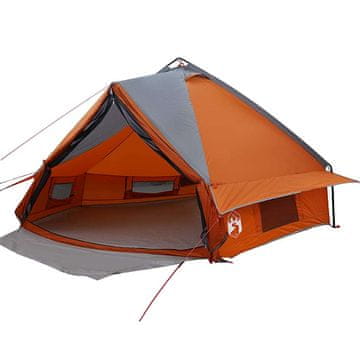 Vidaxl Teepee šotor za 8 oseb Siva in oranžna 490 x 410 x 210 cm