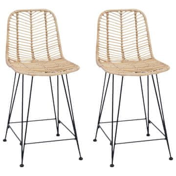 Vidaxl Barski stol 2 pcs Naravna 44,5 x 54,5 x 97,5 cm Ratan in železo