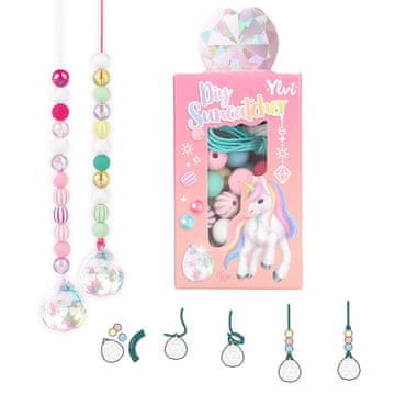 Kreativní sada pro výrobu slunečních závěsů Ylvi, Sada na výrobu Suncatcheru - 48x korálek, 3x gumička, 3x krystal