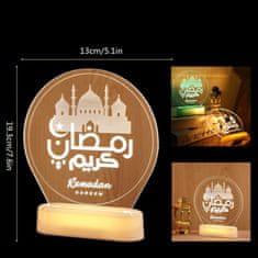 Nikcorp LED okrasna lučka za ramadan, bela nočna svetilka z motivom lune in mošeje, praznična dekoracija, 19.3 x 13 cm
