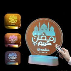 Nikcorp LED okrasna lučka za ramadan, bela nočna svetilka z motivom lune in mošeje, praznična dekoracija, 19.3 x 13 cm