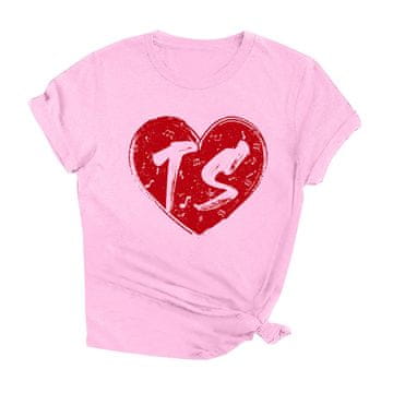 Nikcorp Ženska majica s kratkimi rokavi in potiskom srca, roza barve, udobna in lahka za poletje, velikost L