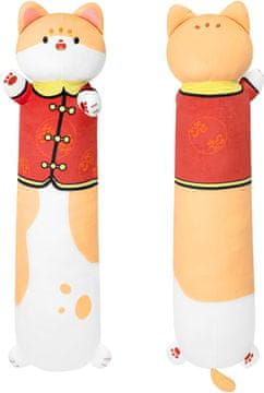 Nikcorp Plišasta blazina v obliki mačke 50 cm | Mehka okrasna blazina za spanje in crkljanje | Oranžna plišasta igrača za otroke