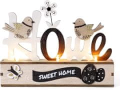 Nikcorp Lesena velikonočna dekoracija z LED lučkami 22x17 cm | Praznični okras za dom | Namizni okras z napisom Home