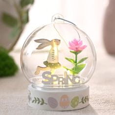 Nikcorp Velikonočna dekoracija lesena zajčka z LED osvetlitvijo, 2 kosa, namizni okras pod steklenim pokrovom, 8x9 cm