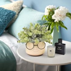 Nikcorp Dekorativna umetna rastlina v belem keramičnem lončku z očali, 20x20 cm, za dom in pisarno, brez vzdrževanja