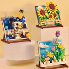 Nikcorp Kocke za sestavljanje rož, botanični šopek tulipanov, 542 delni komplet za gradnjo, ustvarjalni set za dekoracijo doma