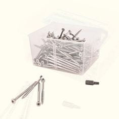 Nikcorp Komplet vijakov za les 250 kosov 4.2x55 mm, nerjaveče jeklo, Torx T20, za zunanjo uporabo, terase in vrtne konstrukcije