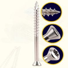 Nikcorp Komplet vijakov za les 250 kosov 4.2x55 mm, nerjaveče jeklo, Torx T20, za zunanjo uporabo, terase in vrtne konstrukcije